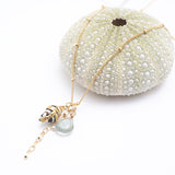 shell moss aquamarine freshwater pearl necklace