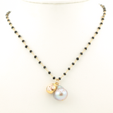 black garnet gold puka silver pearl necklace