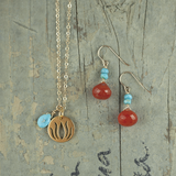 carnelian turquoise earrings set
